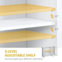 HOMCOM Sideboard, Buffet Cabinet with 3 Tempered Glass Doors, Arc Pattern and Adjustable Storage Shelf, Credenza, White(m-5)