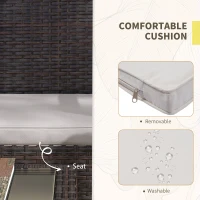 Outsunny 4 Pieces Patio Furniture Set with Loveseat Sofa, Armchairs, Glass Table, Outdoor Wicker Conversation Sofa Set, White(m-5)