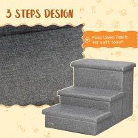PawHut Dog Stairs, 3-Tier Dog Steps for High Bed Couch with Storage Box, Portable Dog Ramp Home Ladder for Small Cat and Dog(m-6)