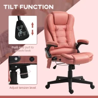 Vinsetto 6 Point Vibrating Massage Office Chair with Heat, Microfiber Massage Desk Chair with Reclining Backrest, Orange-red(m-6)