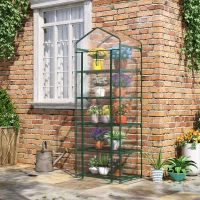 Outsunny 5 Tier Mini Greenhouse, Portable Outdoor Flower Stand with Shelf Clips, Indoor Greenhouse with Steel Frame, Transparent, 27.25" x 19.25" x 76", Clear(m-1)