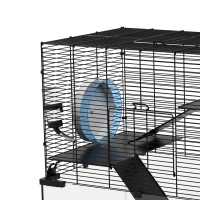 PawHut Hamster Cage, Gerbil Cage with Glass Basin for Small Hamsters, Black(m-10)