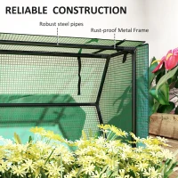 Outsunny Raised Garden Bed Planter with PE Greenhouse Cover, Elevated Garden Bed Box with Drainage Hole for Flowers, Black(m-7)