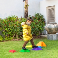 Outsunny 6PCs Larger Size Balance Stepping Stones for Kids with Non-slip Bottom, Stackable Obstacle Course Outdoor Indoor,  Play River Rocks with Starfish Style