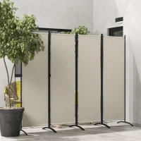 Outsunny Folding Room Divider, Privacy Screen for Patio Backyard Pool Hot Tub, 5.6FT Tall, Cream White(m-8)