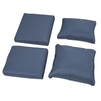 Outsunny Patio Furniture with Cushions, 6 Pieces PE Wicker Patio Sectional Furniture Conversation Set w/ a Three-Seat Sofa, 2 Recliner Chairs, 2 Footstools & Table, Dark Blue(m-9)