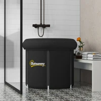 Outsunny Cold Plunge Tub, Portable Ice Bath Cold Water Therapy Tub with Thermo Lid, for Athletes Recovery, Black(m-1)