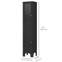 HOMCOM Narrow Bathroom Cabinet, Tall Bathroom Storage Cabinet with Shelves and Doors, Black(m-3)