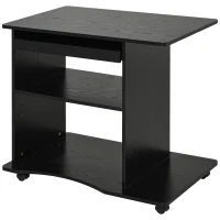 HOMCOM Computer Desk Cart, Mobile Small Office Workstation with Slide-Out Keyboard Tray, Adjustable Shelf, & CPU Stand, Black(m-11)