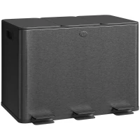 HOMCOM Triple Garbage Bin, Soft-Close Trash Can with Foot Pedal, 3 x 20 Liter Garbage Can with Removable Inner Buckets, Black(m-11)