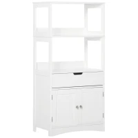 kleankin Bathroom Floor Cabinet, Free Standing Kitchen Cupboard with Shelves, Drawer and Doors, Storage Organizer for Living Room, White(m-2)