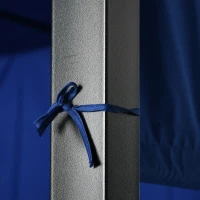 Outsunny Wicker Patio Furniture, Outdoor PE Rattan Sofa Set with Retractable Canopy Pergola, Shade Shelter for Deck, Pool, Garden, Terrace, Blue(m-10)