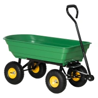 Outsunny Garden Dump Cart Heavy Duty 440lbs Wagon with Steel Frame and 10'' Pneumatic Tires, Green(m-2)
