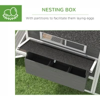 PawHut 137" Wooden Chicken Coop with Chicken Run, Nesting Box, Grey(m-6)