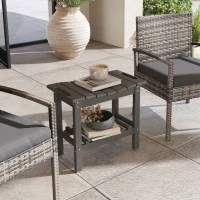 Outsunny HDPE Shower Bench, Waterproof Shower Stool with Handle, Storage Shelf, Non-Slip Pads for Indoor Outdoor, Dark Gray(m-10)