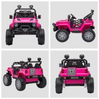 Aosom 12V Kids Ride on Car with Remote Control, Battery-Operated Ride on Toy with Spring Suspension, Led Lights, Music, Horn, 3 Speeds, USB, MP3, Pink(m-8)