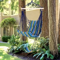 Outsunny Patio Hammock Chair, Hanging Hammock Padded Seat Air Deluxe Sky Swing with Footrest for Any Indoor or Outdoor Spaces Camping Sleeping Reclining Chair(m-8)