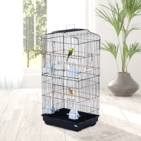 PawHut 36" Metal Indoor Bird Cage Starter Kit With Tray and Accessories - Black(m-2)