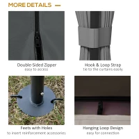 Outsunny 10' x 10' 2-Tier Outdoor Gazebo Canopy Tent with Zippered Mesh Sidewalls, Aluminum Frame for Patio, Backyard Light Grey(m-6)