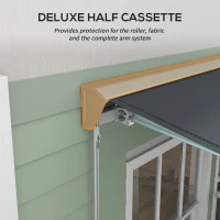 Outsunny 16.5' x 10' Electric Awning, Retractable Awning with LED Lights and Remote Controller for Door and Window, Dark Gray(m-8)