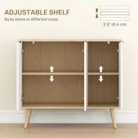 HOMCOM Modern Sideboard and Buffet, Dining Room Cabinet with Adjustable Shelves for Kitchen, Living Room, Natural(m-6)