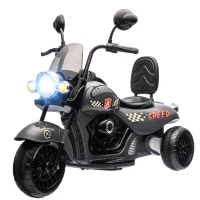 Qaba 6V 3 Wheel Electric Motorcycle for Kids, Battery Powered Motorbike w/ Headlights, Music, Forward & Reverse, Gray(m-1)