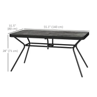 Outsunny Rectangle Outdoor Dining Table for 6, with 1.7" Umbrella Hole, Easy Clean DPC Plastic Tabletop, 55" x 31.5" x 28"(m-3)