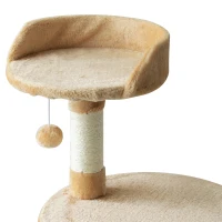 PawHut 45" Plush Sturdy Interactive Cat Condo Tower Scratching Post Activity Tree House - Beige/ White(m-7)