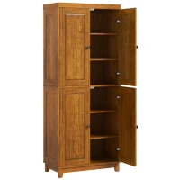 HOMCOM 72.5" Kitchen Cabinet, Pantry Storage Cabinet with 4 Doors, Adjustable Shelves for Dining Room, Distressed Brown(m-1)