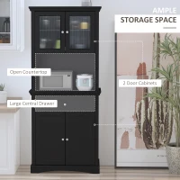 HOMCOM Tall Colonial Style Kitchen Pantry Storage Cabinet W/ Adjustable Shelves Black(m-4)