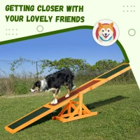 PawHut Wooden Dog Agility Seesaw for Training and Exercise, Platform Equipment Run Game Toy, Weather Resistant Pet Supplies, 71" L x 12" W x 12" H, Natural(m-6)