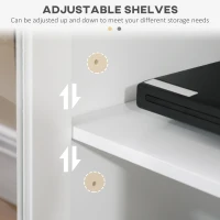 HOMCOM TV Cabinet Stand for TVs up to 58", Entertainment Center with Adjustable Shelves, 4 Glass Doors and 4 Cable Holes for Living Room, White(m-5)