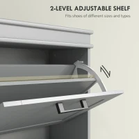 HOMCOM Slim Shoe Cabinet with 3 Flip Drawers and Adjustable Shelves, Narrow Shoe Cabinet for 15 Pairs of Shoes, Grey(m-5)