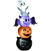 HOMCOM 6FT Halloween Inflatable Ghost Bat Pumpkin Black Cat Pole W/ LED Lights(m-11)