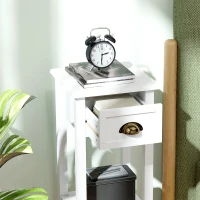 HOMCOM 2-Tier Side Tables Set of 2 with Drawer and Shelf, 2 Pieces End Tables for Living Room and Hallway, White(m-8)