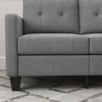 HOMCOM L-shaped Sofa, 3 Seater Couch with Ottoman, Corner Sofa with Thick Padded Cushion and Wood Legs, Light Grey(m-10)