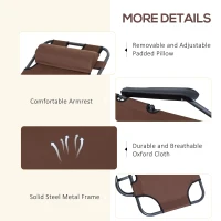 Outsunny Folding Chaise Lounge Chair, Outdoor Portable 2-Level Adjustable Recliner Zero Gravity Chair with Headrest Pillow, Armrests with Storage Mesh Pocket, Brown(m-6)