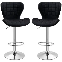 HOMCOM Set of 2 Counter Height Bar Stools Swivel Stool Height Adjustable Bar Chairs with Footrest for Kitchen Dining Home Pub, Black(m-11)