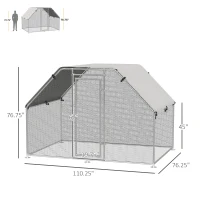 PawHut 9.2' x 6.3' Metal Chicken Coop, Galvanized Walk-in Hen House, Poultry Cage Outdoor Backyard with Waterproof UV-Protection Cover for Rabbits, Ducks(m-3)