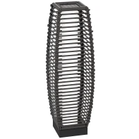 Outsunny Solar Floor Lamp, Outdoor Rattan Garden Lantern Pathway Light & Decorative Driveway Lighting with Auto On/Off LED Lights for Porch, Yard, Lawn, Courtyard, Deck, Gray(m-11)