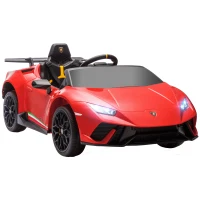 Qaba 12V Lamborghini Huracan Licensed Kids Electric Car with Remote Control, Spring Suspension, Transport Wheels, Red(m-11)