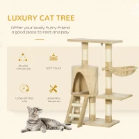 PawHut 37.8” Cat Activity Tree Tower Center Scratching Pet Furniture Brown(m-4)