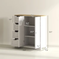 HOMCOM Freestanding Bathroom Floor Cabinet, Modern Bathroom Cabinet with Adjustable Shelf, 4 Drawers and 2 Doors, White(m-3)