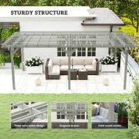 Outsunny 12' x 20' Outdoor Pergola, Wood Gazebo Grape Trellis with Stable Structure for Climbing Plant Support, Gray(m-4)
