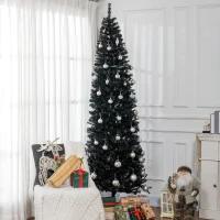 HOMCOM 8 FT Artificial Christmas Tree Pencil Xmas Tree with Stand, 1168 Tips, Holiday Home Indoor Decoration for Party, Black(m-2)