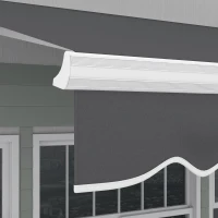 Outsunny 13' x 8' Patio Awning, Manual Retractable Sun Shade with UV Protection and Easy Crank Opening, Dark Gray(m-9)