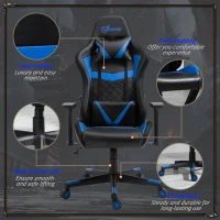 Vinsetto Racing Gaming Chair with RGB LED Lights, Adjustable Height, Gamer Office Chair, Computer Desk Chair, Black/Blue(m-8)