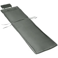 Outsunny Garden Lounger Chair Cushion Replacement, Deep Seat Patio Cushions with Thick Padded, Headrest, Removable Cover, Cushion ONLY, Grey(m-11)