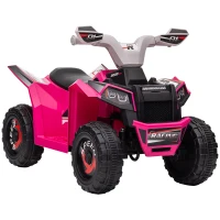 Aosom 6V Quad Kids Electric Car with Wear-resistant Wheels, for Boys and Girls Aged 18-36 Months, Pink(m-11)