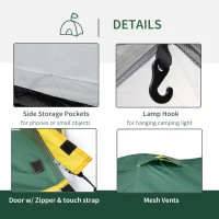 Outsunny 3-Person Camping Tent Backpacking Tent with Vestibule Area, Water-Fighting Polyester Rain Cover, & Mesh Windows, Yellow(m-6)